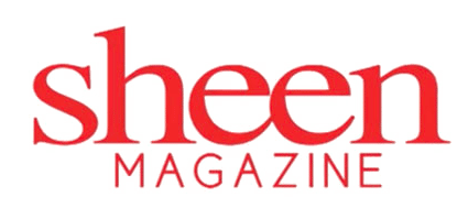 A red and white logo for the hee magazine.